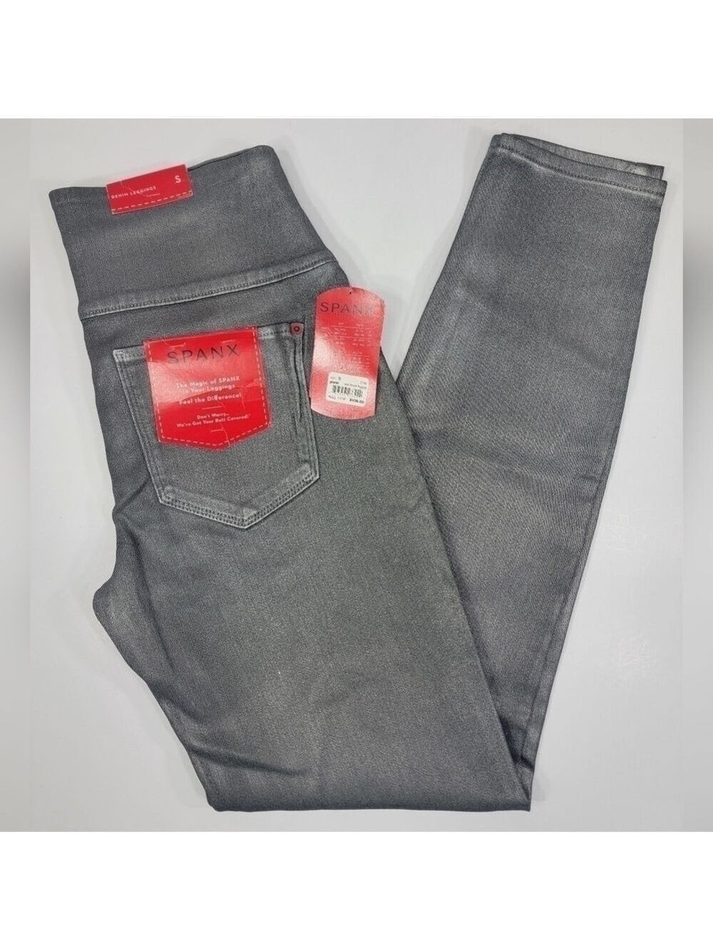 NEW Spanx Leggings 2310 Solance Wax Denim Pewter Pull-On Pants Womens Small NWT